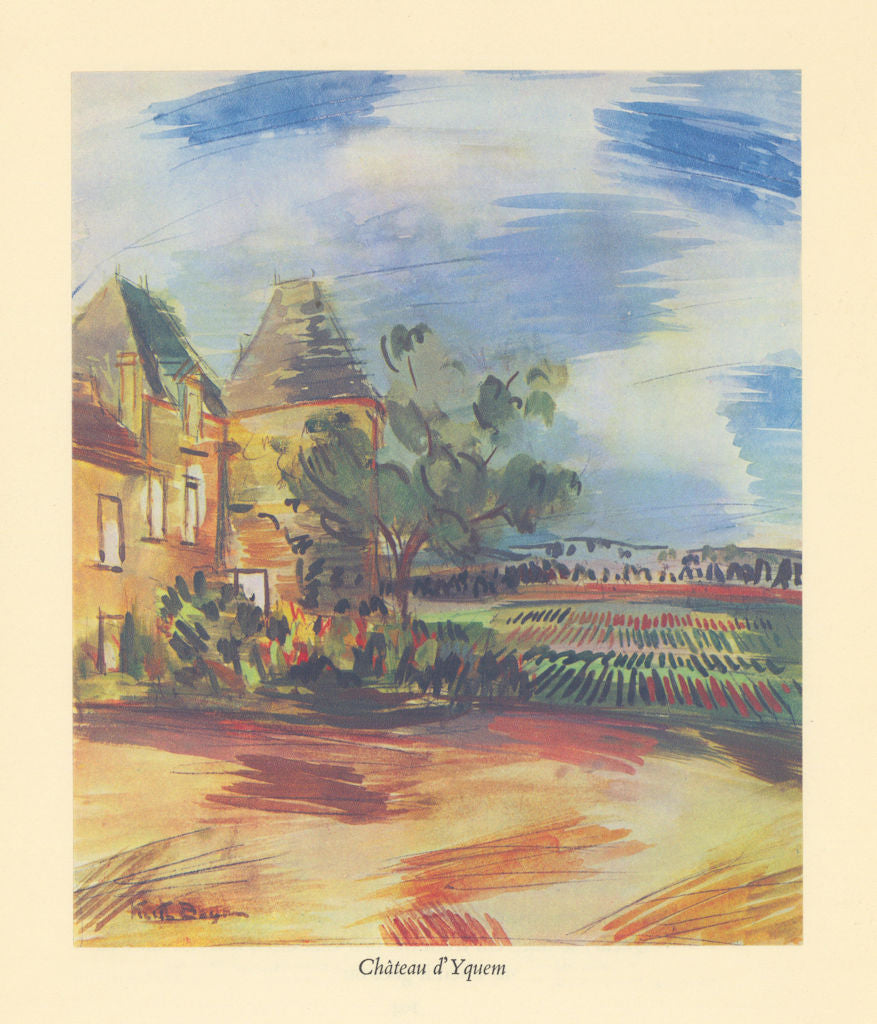 Château d'Yquem wine estate/vineyards by Keith Baynes. Gironde Bordeaux 1950